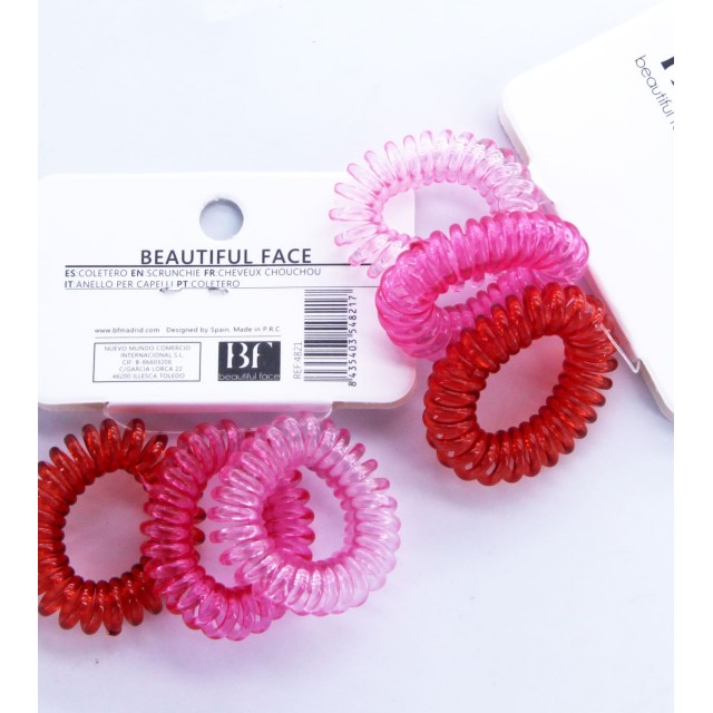 Komplet 3 spiralastih gumic za lase, pink