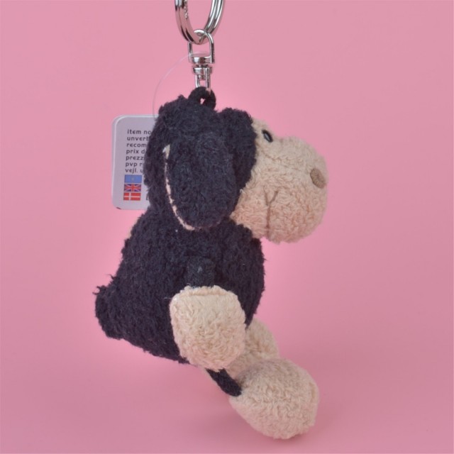 Obesek za ključe s plišasto živalco,črna ovčka