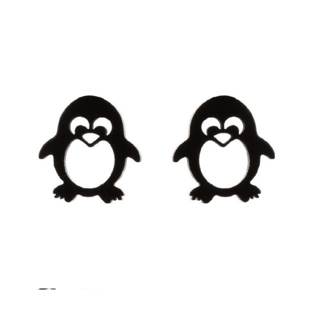 Uhani v črni barvi, pingvinčka