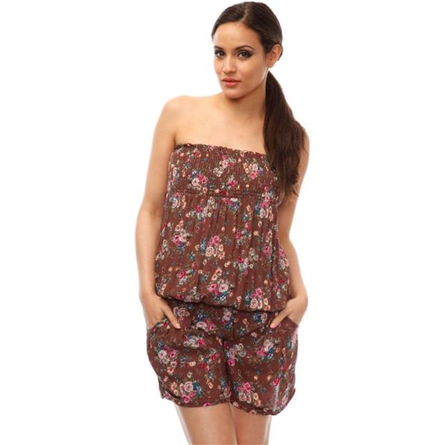 Pajac modni cvetlični rjave barve A1253