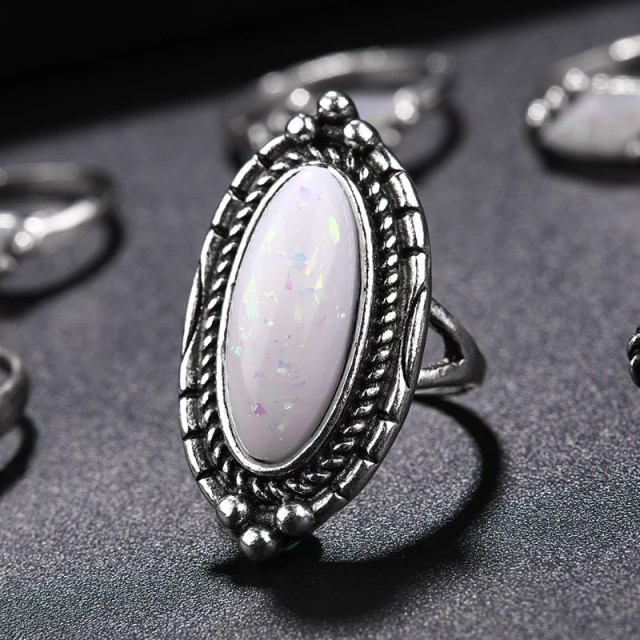 8 prstanov v kompletu, antik srebrna 