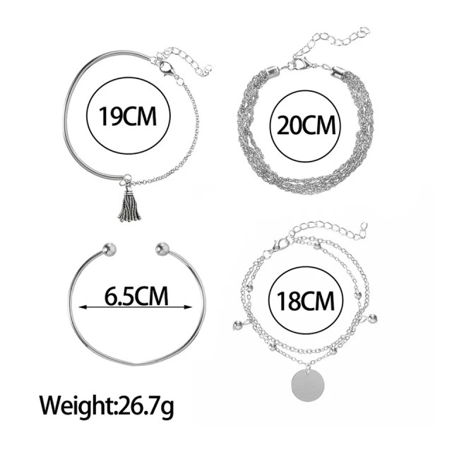 4 delni set zapestnic v srebrni barvi
