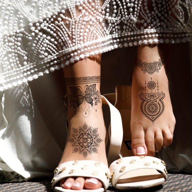 10 kosov črnih čipkastih mandala tetovaž