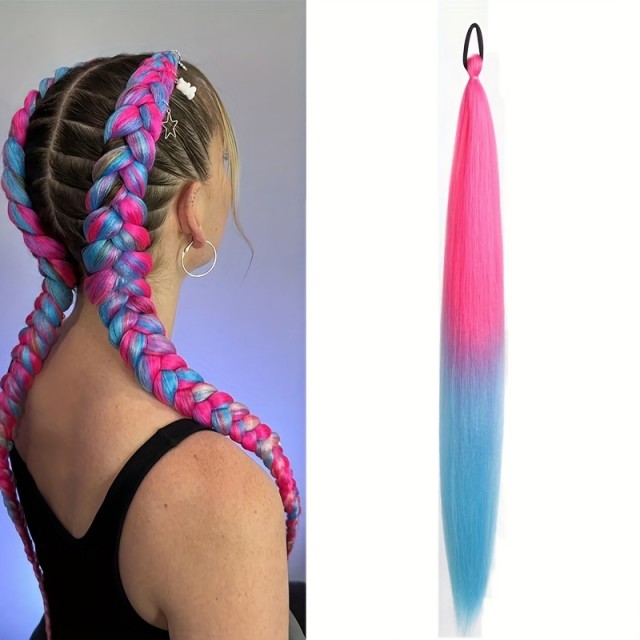 Pisani lasni podaljšek za kite – roza in moder ombre, 65 cm