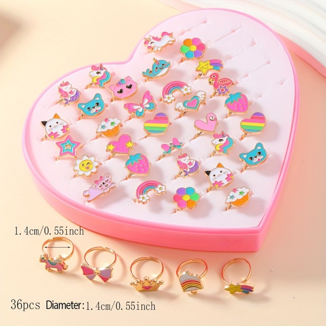 Komplet 36 nastavljivih otroških prstanov 