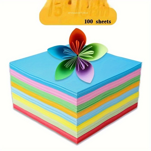 Komplet 100 pisanih barvnih listov za origami