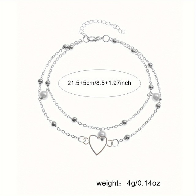 Dvodelni komplet zapestnice s srcem in perlicami 2 barvi