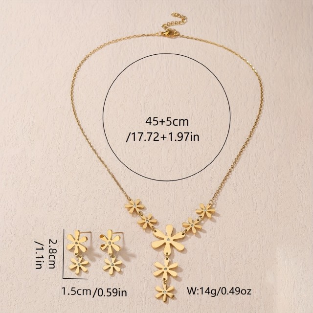 2-delni ženski komplet v zlati barvi z rožami