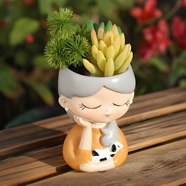 Cvetlični lonček DEKLICA S KUŽKOM