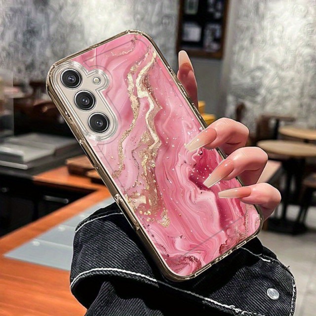 Marmorni ovitek za telefon z zlatimi detajli Samsung Galaxy A56