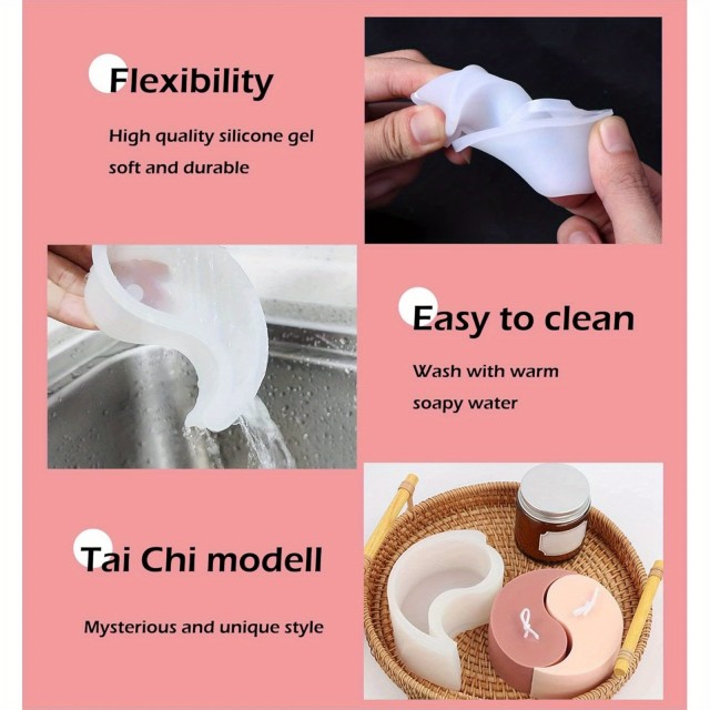 2-delni silikonski kalup Yin Yang za izdelavo sveč