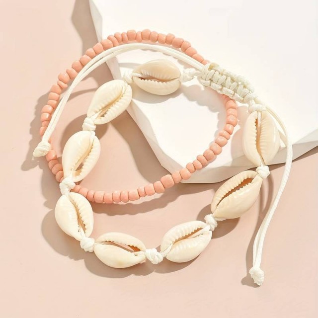 Komplet dveh zapestnic za nogo z želvo, marelična