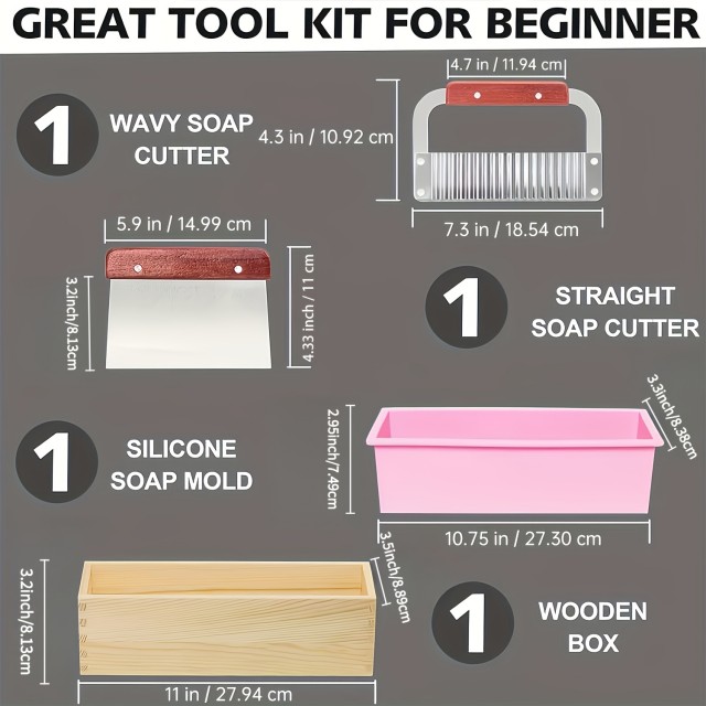 Leseni model s silikonskim vložkom za izdelavo mila in z orodjem za rezanje roza barve