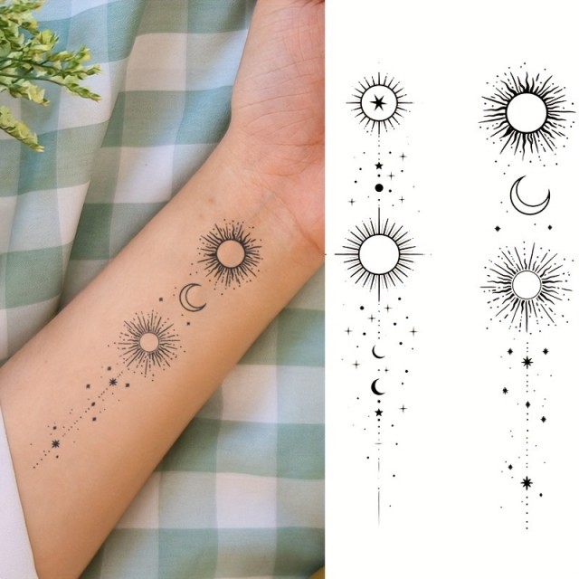 Začasna tetovaža z motivom lune in sonca
