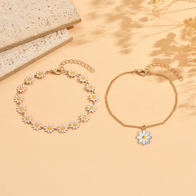 Boho komplet 2 zapestnic z marjeticami