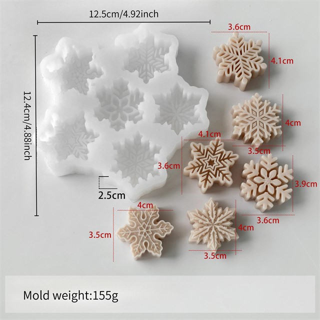 Silikonski kalup za snežinke – 6 različnih motivov