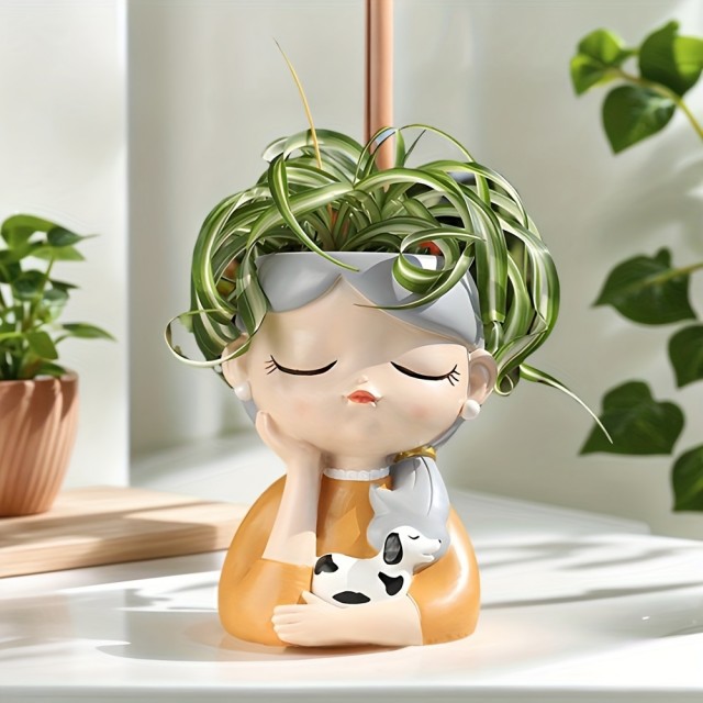 Cvetlični lonček DEKLICA S KUŽKOM