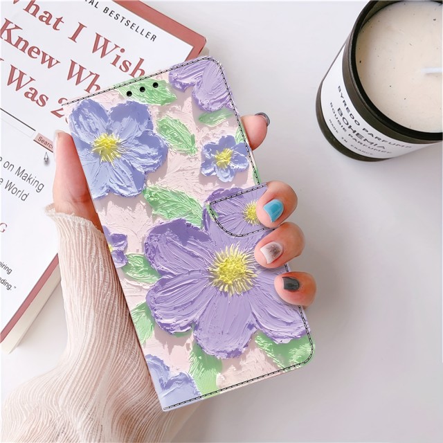 Magnetni usnjeni preklopni ovitek s cvetličnim vzorcem (Samsung Galaxy A25)