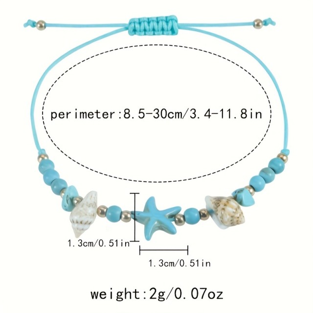 3 delni poletni komplet z zapestnicami iz školjk