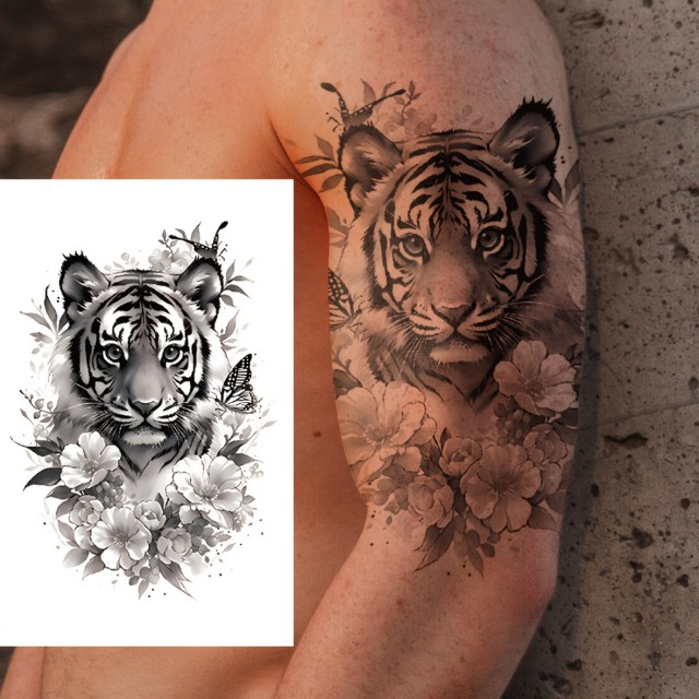 Začasna tattoo nalepka tetovaža z mladim tigrom