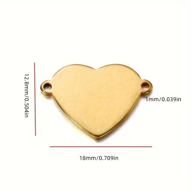 Povezovalni obeski v obliki srca iz nerjavečega jekla – komplet 10 kosov