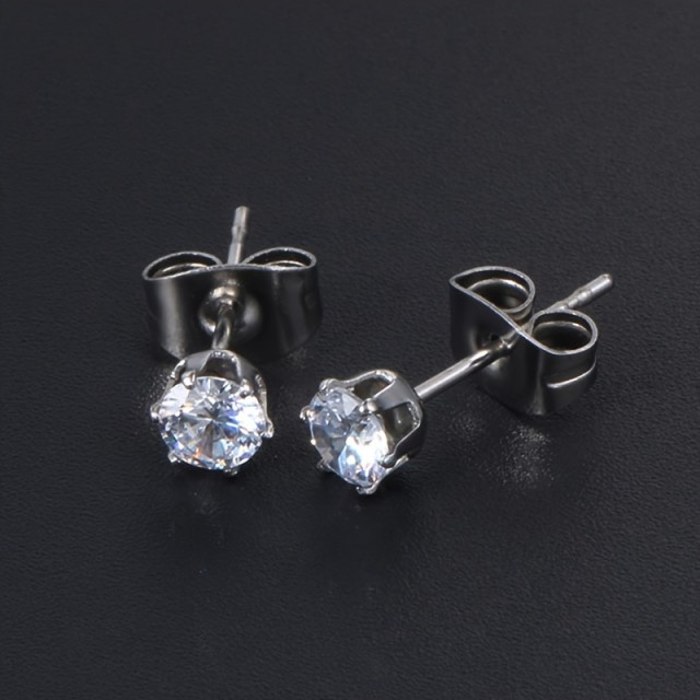 Moški bleščeči uhani s cirkoni nerjaveče jeklo