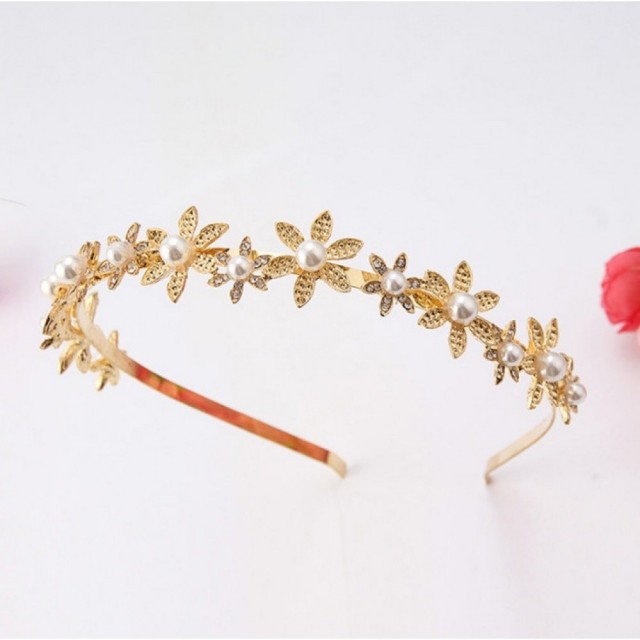 Zlati obroček za lase, rožice