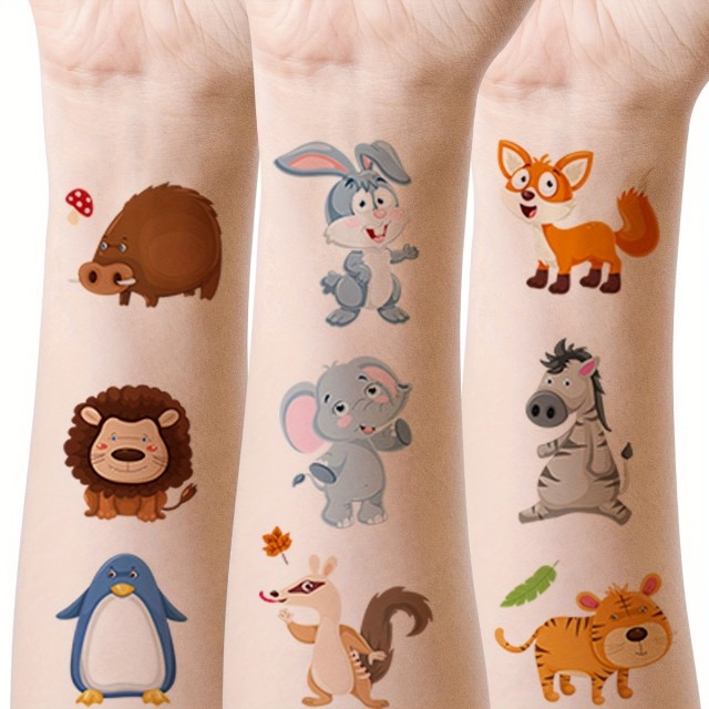 Komplet 10 vodoodpornih nalepk z risanimi živalmi 