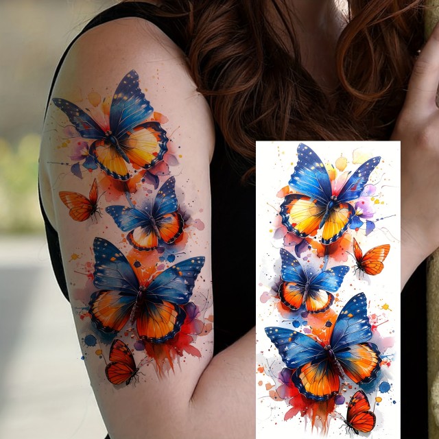 Tatu nalepka začasna z motivom pisanih metuljev