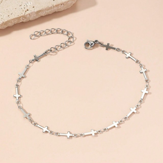 Zapestnica z majhnimi križi nerjaveče jeklo