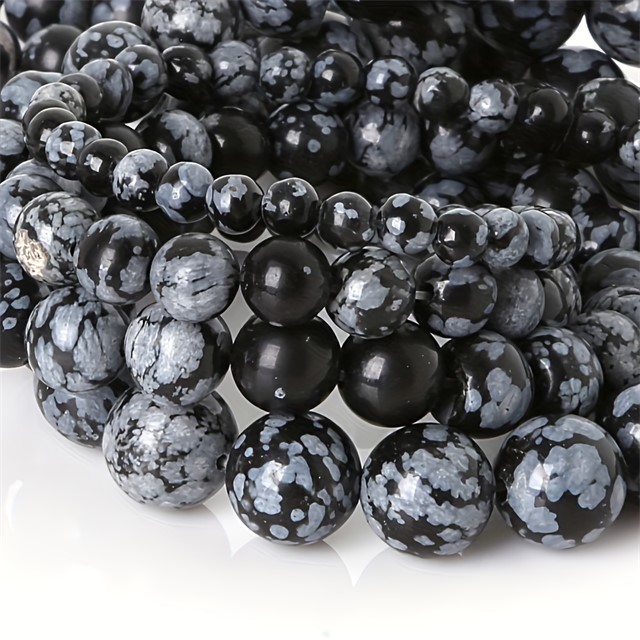 Snežni obsidian perle – 50 kosov