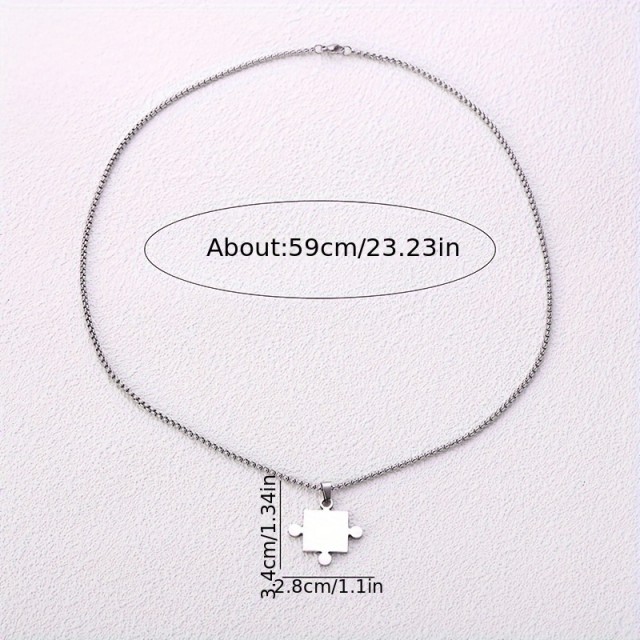 Komplet 2 personaliziranih ogrlic s puzzle obeskom in gravuro po želji