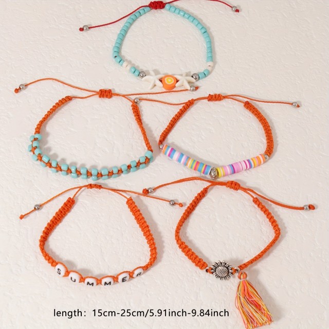 Komplet 5 barvitih poletnih zapestnic SUMMER