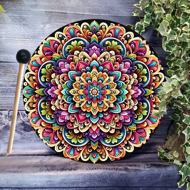 Šamanski boben mandala boben s palicami - glasbilo za meditacijo