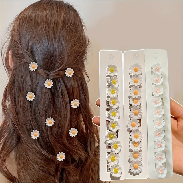 Komplet 10 kosov mini cvetličnih sponk za lase Daisy
