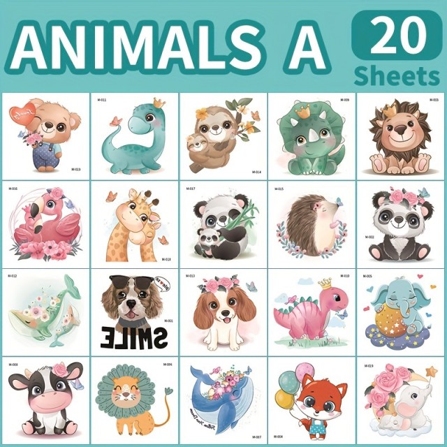 Komplet 40 tatu nalepk z živalskimi motivi