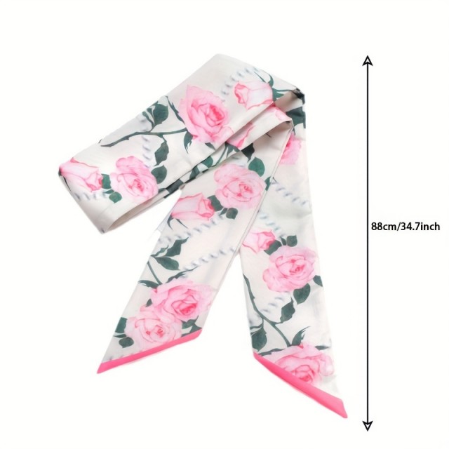 Eleganten svilen šal v cvetličnem potisku