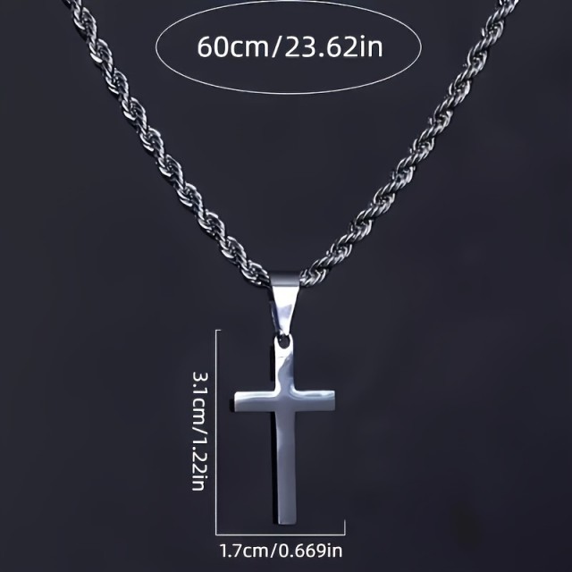 Moška verižica v srebrni barvi s križem