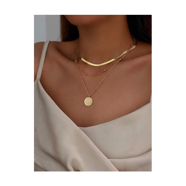 Verižica večdelna srebrna, sonček 2 barvi