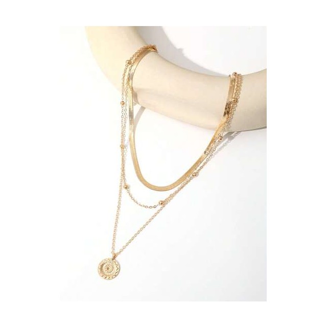 Verižica večdelna srebrna, sonček 2 barvi