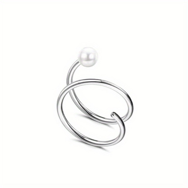 Dvojni nosni obroč iz nerjavečega jekla za eno luknjico v nosu S PERLICO