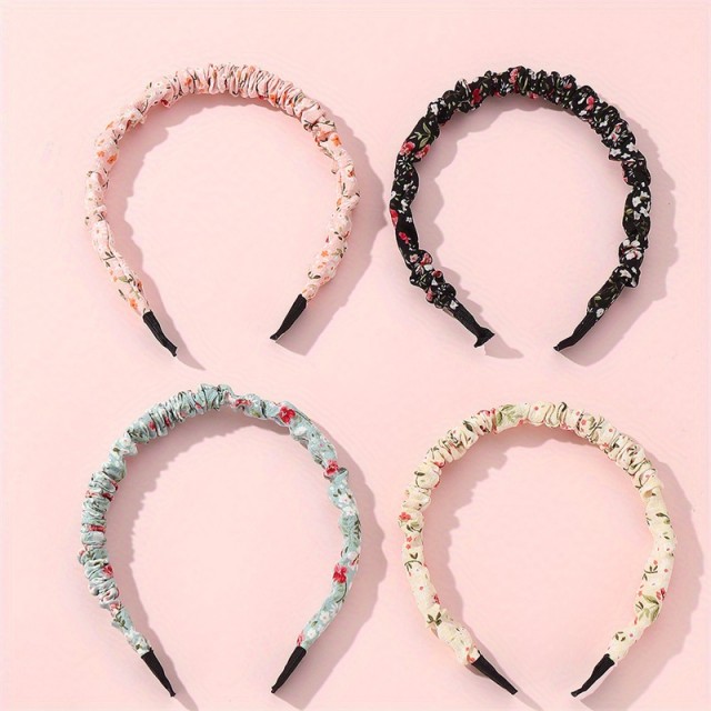 4-delni komplet cvetličnih potiskanih naglavnih trakov