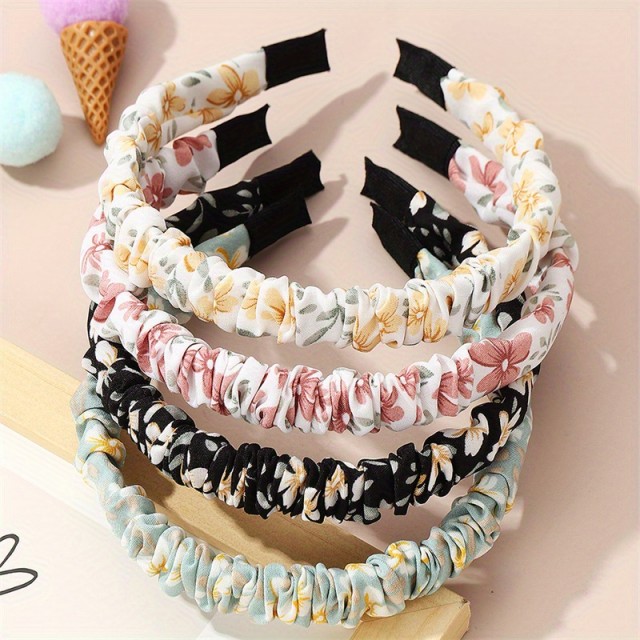 4-delni komplet cvetličnih potiskanih naglavnih trakov