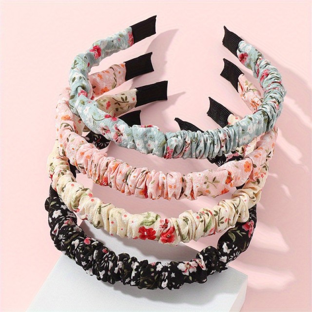 4-delni komplet cvetličnih potiskanih naglavnih trakov