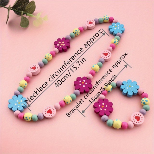 Otroški lesen komplet z verižico in zapestnico