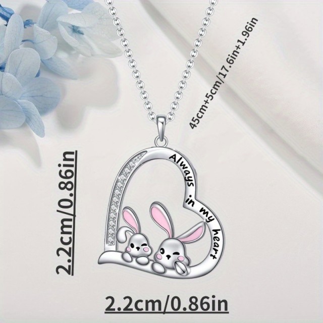 Prikupna verižica z obeskom dveh zajčkov v srcu