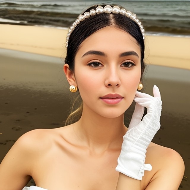 Poročni obroč za lase s perlicami različne velikosti