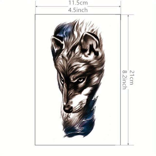 Vodoodporna moška tatu nalepka z motivom volka