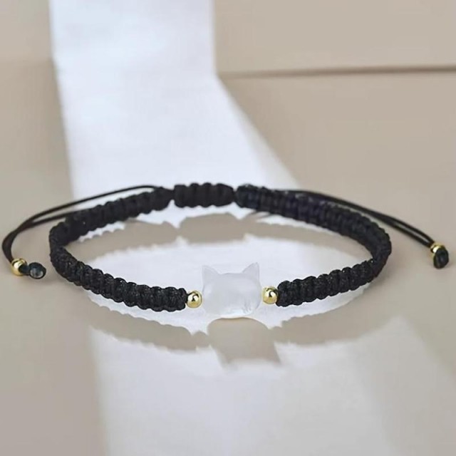 Komplet dveh zapestnic s črno in belo mucko