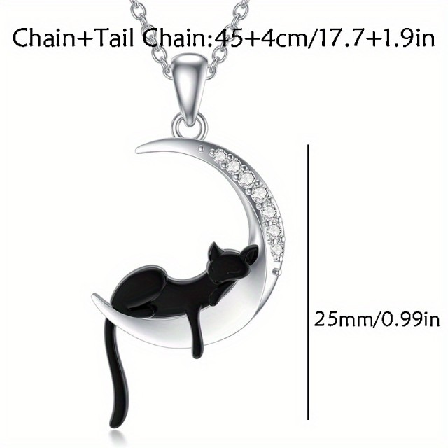 Čudovita ogrlica s črno muco na luni